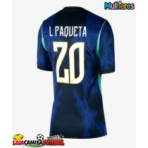 Camisa de Futebol Brasil Lucas Paqueta #20 Equipamento Secundário Mulheres Mundo 2026 Manga Curta